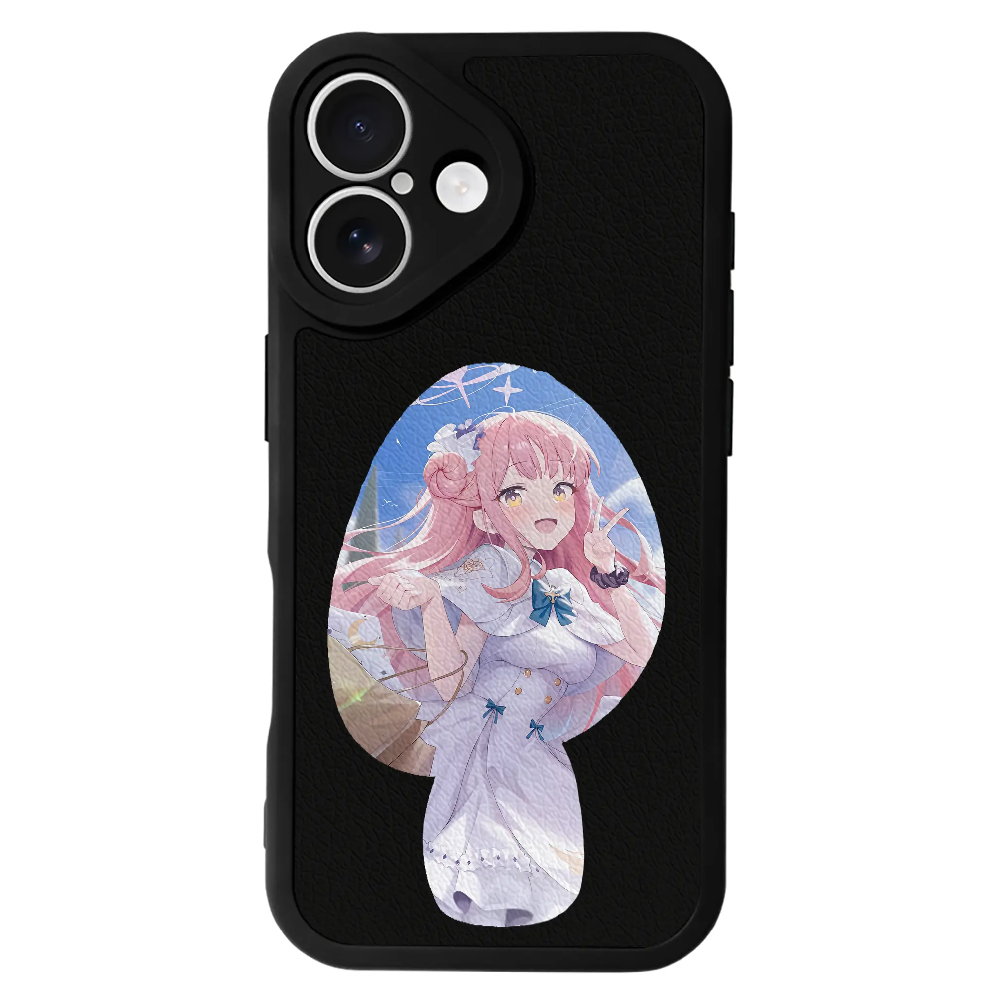 ブルーアーカイブ グッズ 聖園ミカ - IPhone 16シリーズ対応 ・ シリコンスマホケース ・ レザー調 ・ 高精度フィット ・ 耐衝撃 ・ ワイヤレス充電対応 ・ 精密カット